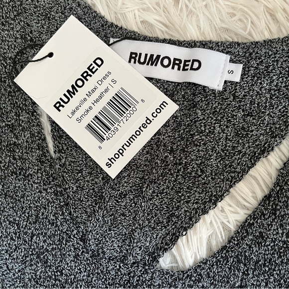 RUMORED Lakeville Maxi Dress S | Smoke Heather Gray | Stretch Textured Knit NWT - Picture 2 of 13